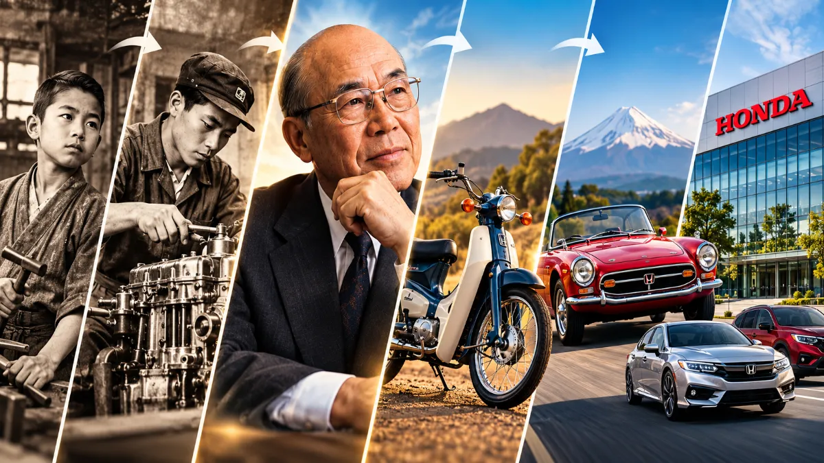 Soichiro Honda biography: how a blacksmith's son failed, rebuilt and made Honda a global motorcycle and car maker, with key US lessons.